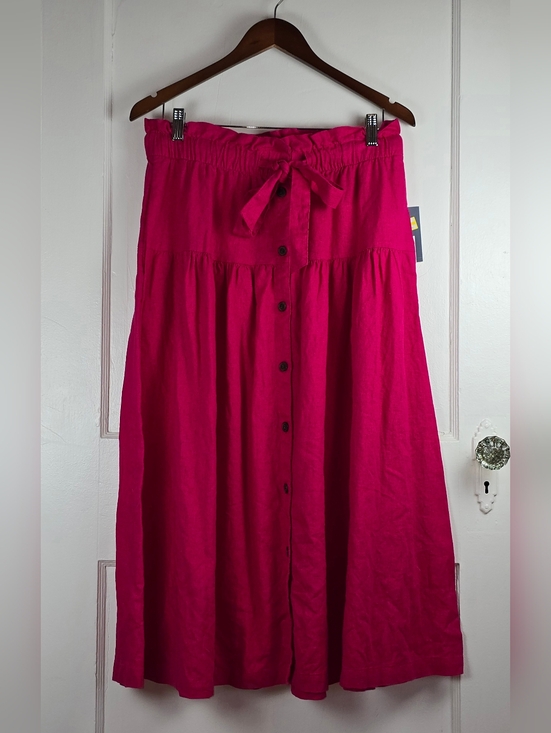 Universal Thread Dresses & Skirts - Universal Thread Bright Pink Linen Blend Full Midi Skirt with Pockets New M